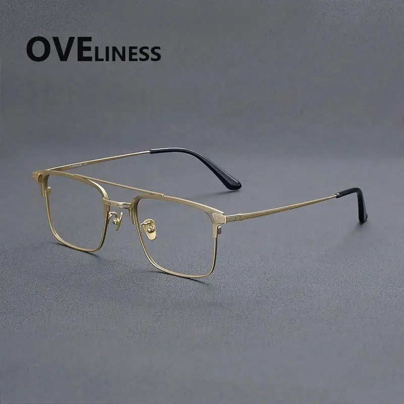Men's Square Full Rim Titanium Double Bridge Prescription Glasses 981085 — view 4 | Rx Spectacle