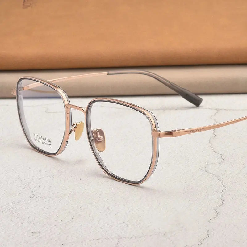 Unisex Square Full Rim Titanium Prescription Glasses V7011 — view 1 | Rx Spectacle