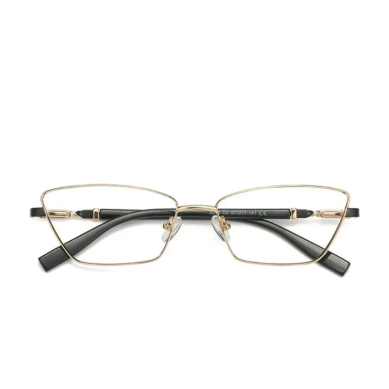 Women's Cat Eye Full Rim Alloy Prescription Glasses Y3012 — view 8 | Rx Spectacle