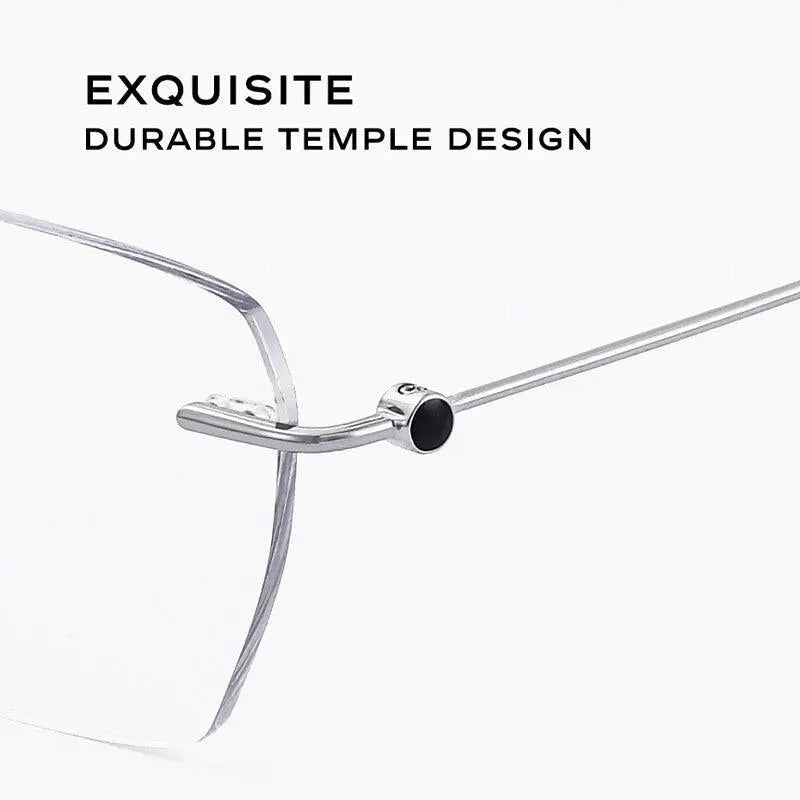 Unisex Square Rimless Alloy Prescription Glasses 0621 — view 6 | Rx Spectacle