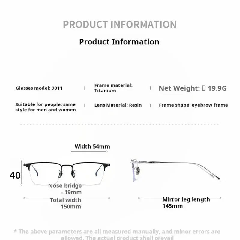 Unisex Browline Semi-Rimless Titanium Oversized Prescription Glasses 729011 — view 2 | Rx Spectacle