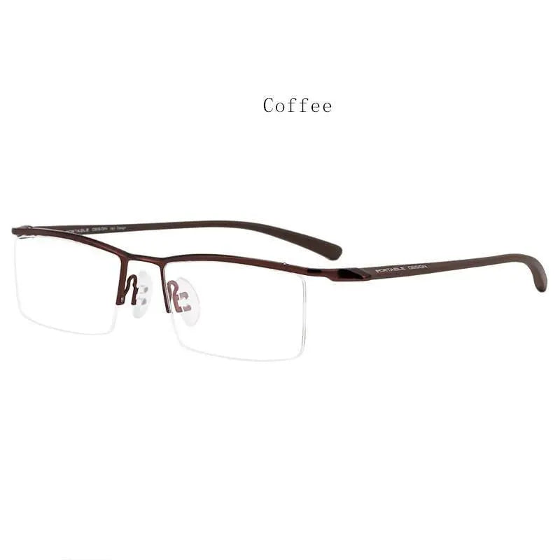 Men's Square Semi-Rimless Titanium Prescription Glasses P8190 — view 3 | Rx Spectacle