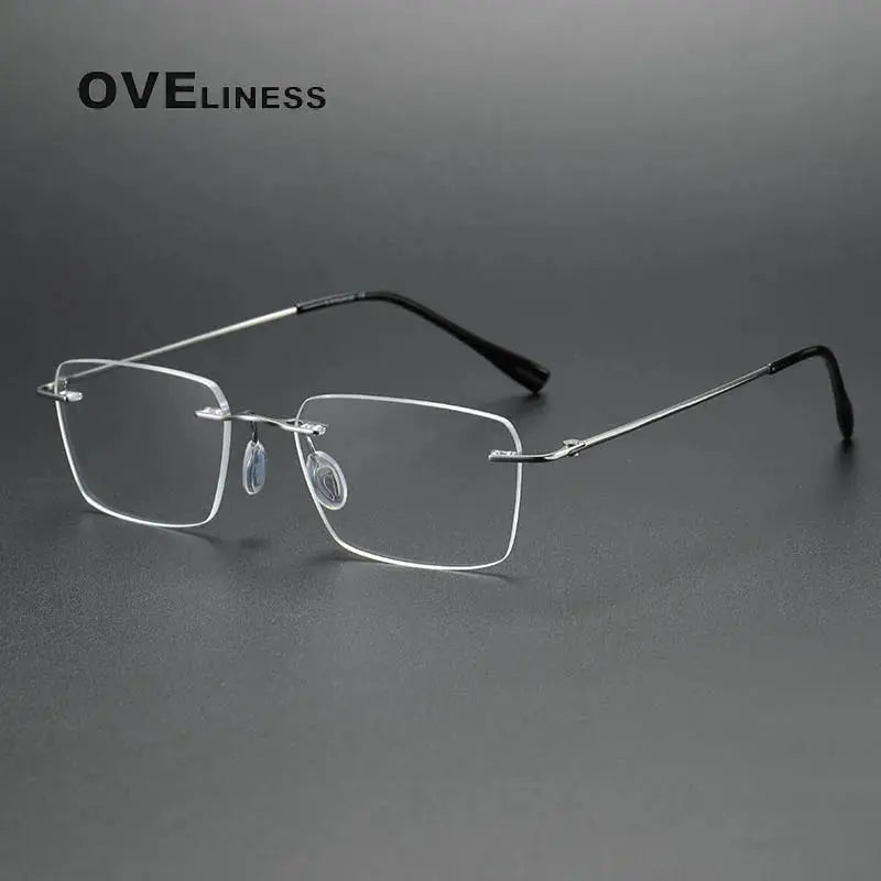 Women's Square Rimless Titanium Prescription Glasses 80965 — view 3 | Rx Spectacle
