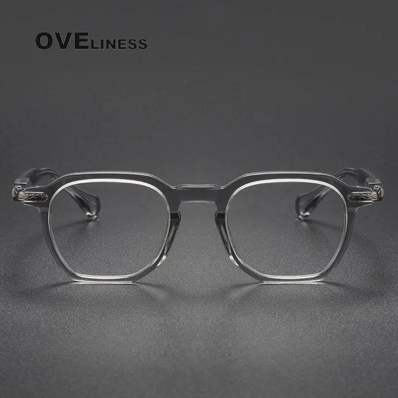 Unisex Square Full Rim Titanium Prescription Glasses 80855 — view 9 | Rx Spectacle