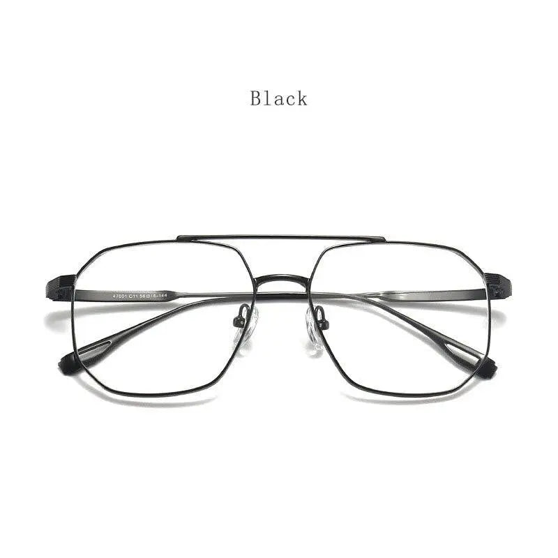 Men's Square Full Rim Titanium Double Bridge Prescription Glasses 47002 — view 5 | Rx Spectacle