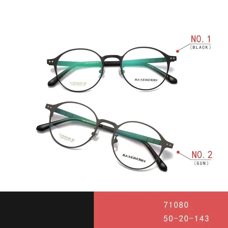 Unisex Round Full Rim Titanium Prescription Glasses 71080 — view 2 | Rx Spectacle
