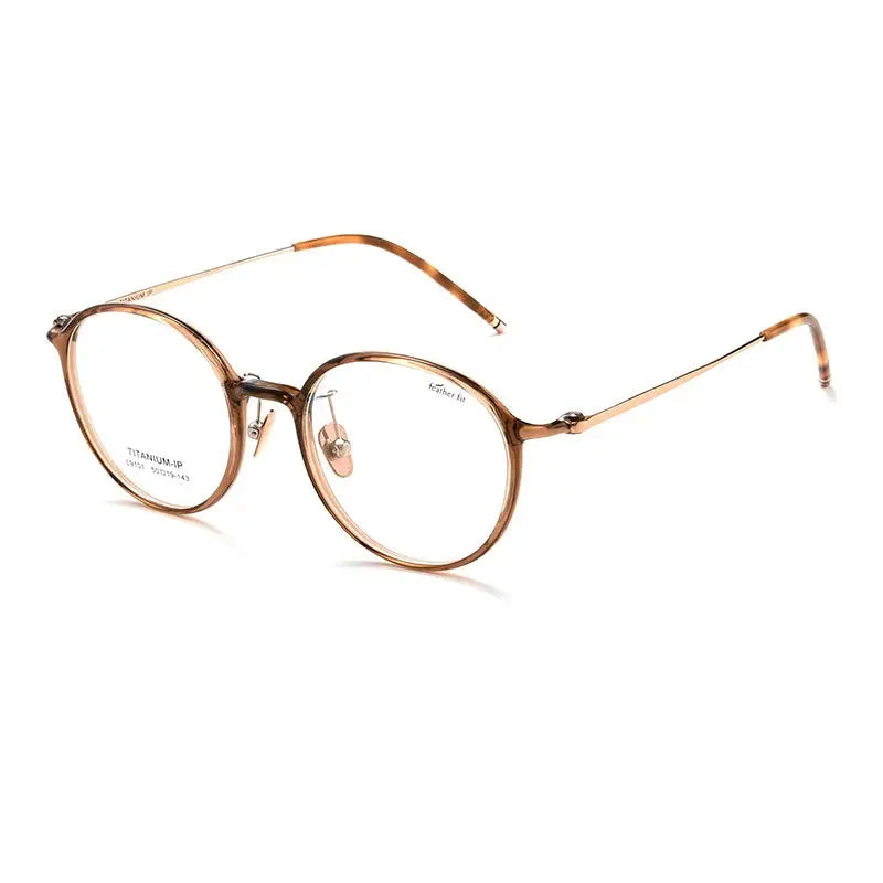 Women's Round Full Rim Titanium Prescription Glasses 9101 — view 7 | Rx Spectacle