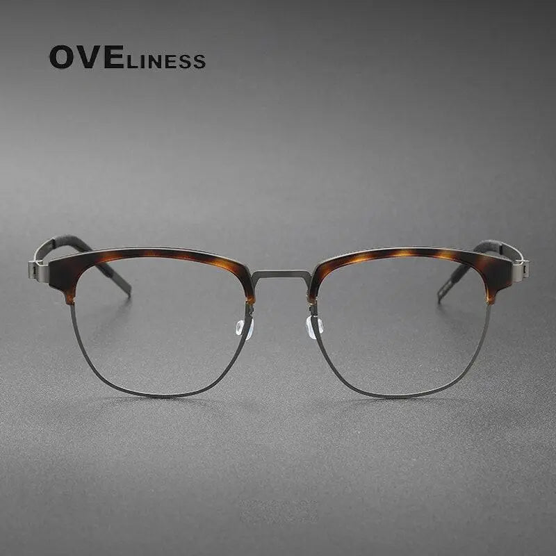 Unisex Square Full Rim Titanium Prescription Glasses 9849 — view 8 | Rx Spectacle