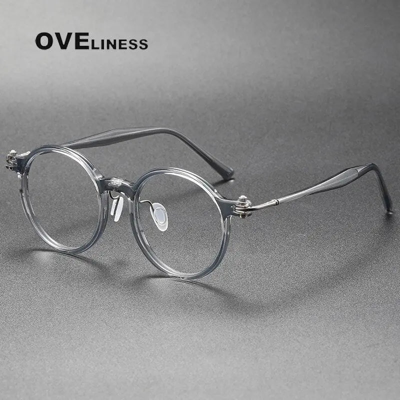 Unisex Round Full Rim Titanium Prescription Glasses 5886 — view 4 | Rx Spectacle