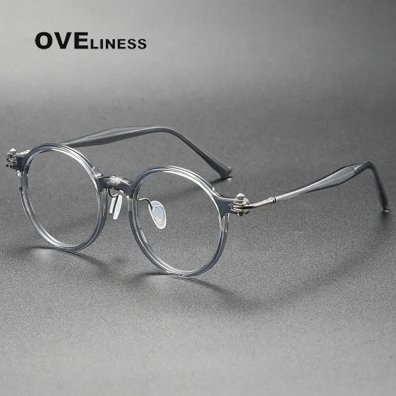 Unisex Round Full Rim Titanium Prescription Glasses 395886 — view 3 | Rx Spectacle