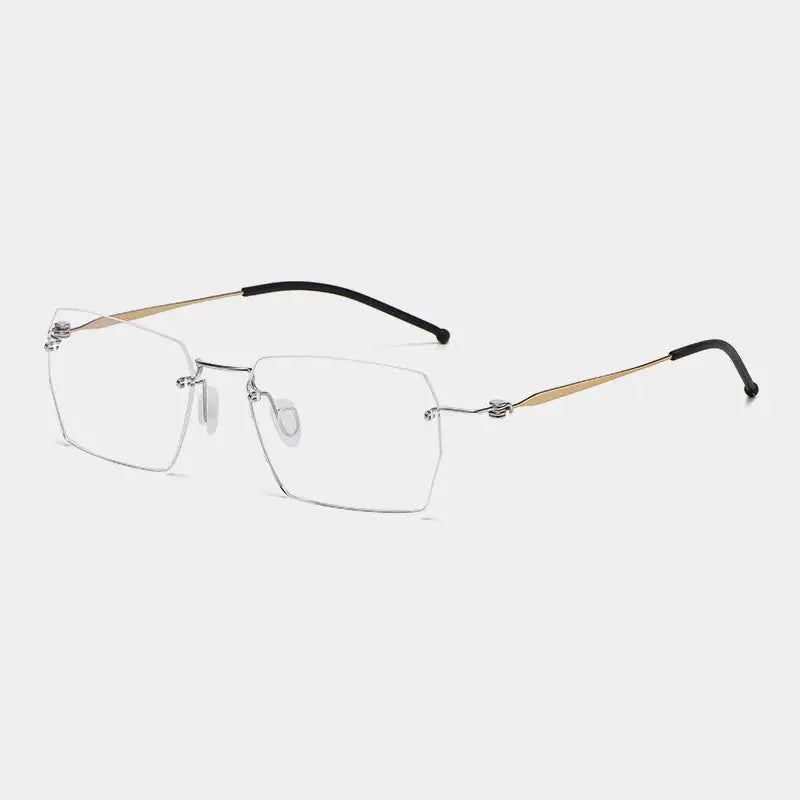 Unisex Square Rimless Titanium Screwless Prescription Glasses 5937 — view 6 | Rx Spectacle