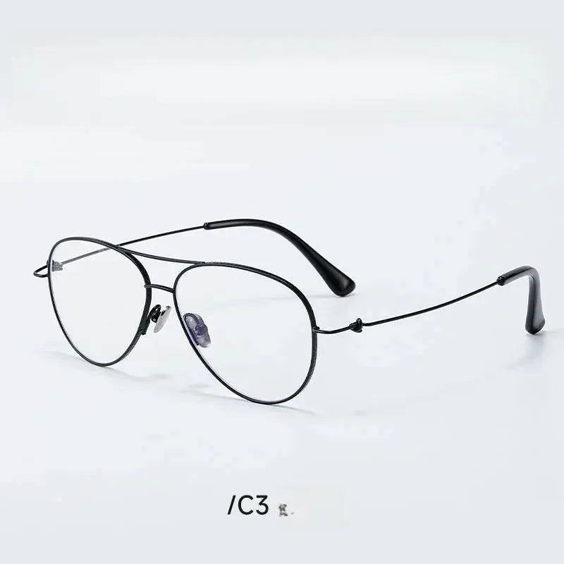Unisex Oval Full Rim Titanium Double Bridge Prescription Glasses 30918 — view 3 | Rx Spectacle