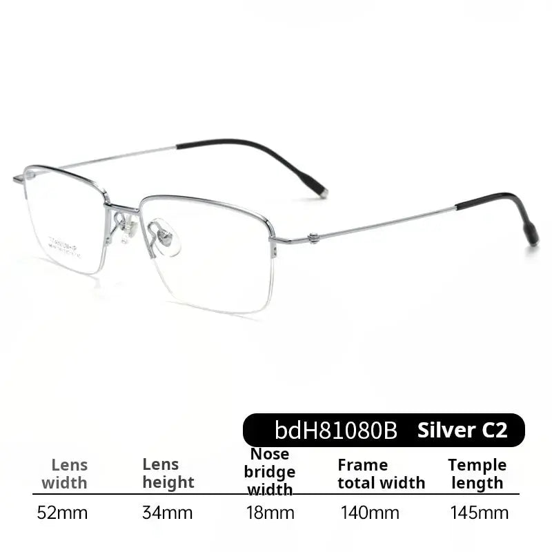 Men's Square Semi-Rimless Titanium Prescription Glasses 81080 — view 3 | Rx Spectacle