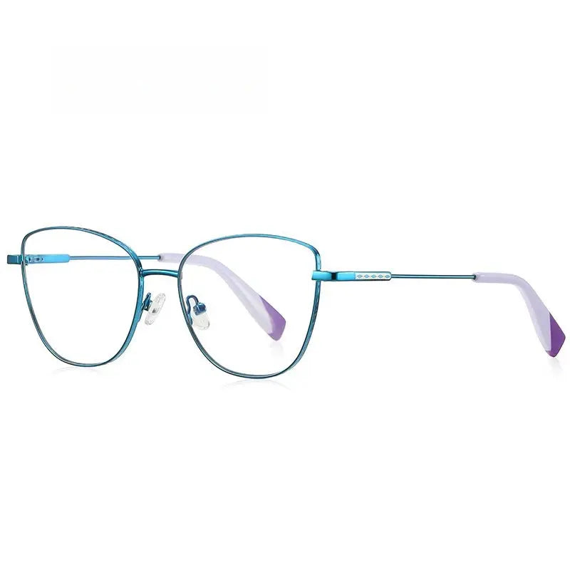 Women's Cat Eye Full Rim Alloy Prescription Glasses Y3032 — view 11 | Rx Spectacle