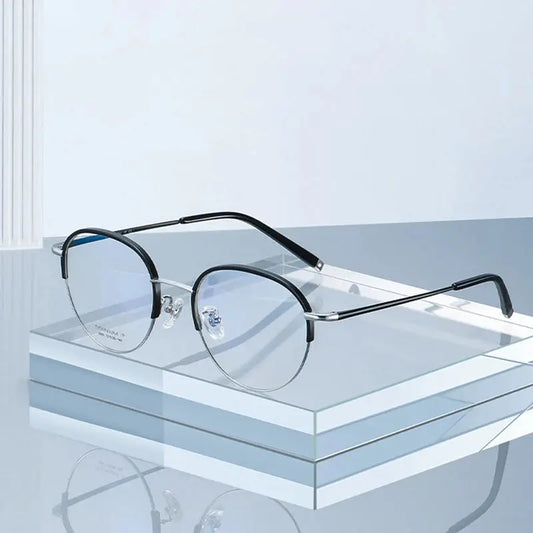 Women's Oval Full Rim Titanium Prescription Glasses 52039 — view 1 | Rx Spectacle
