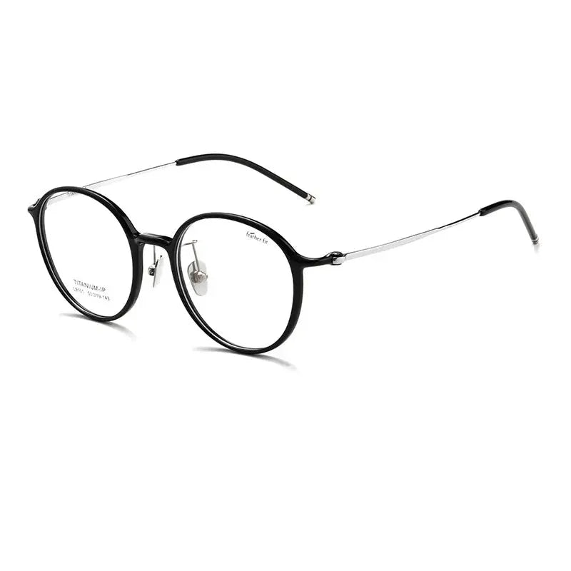Women's Round Full Rim Titanium Prescription Glasses 9101 — view 11 | Rx Spectacle