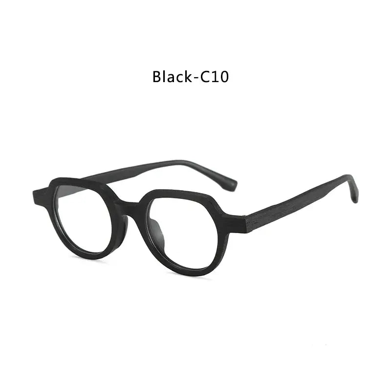 Unisex Round Full Rim Wood Flat Top Prescription Glasses 2311 — view 8 | Rx Spectacle