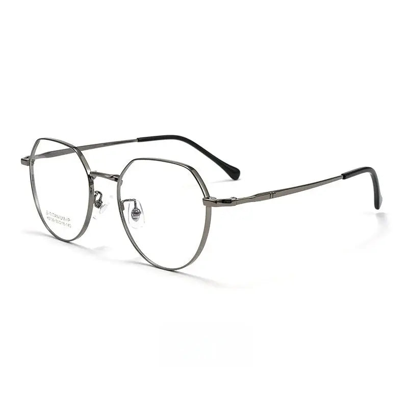 Women's Round Full Rim Titanium Flat Top Prescription Glasses 945139 — view 4 | Rx Spectacle
