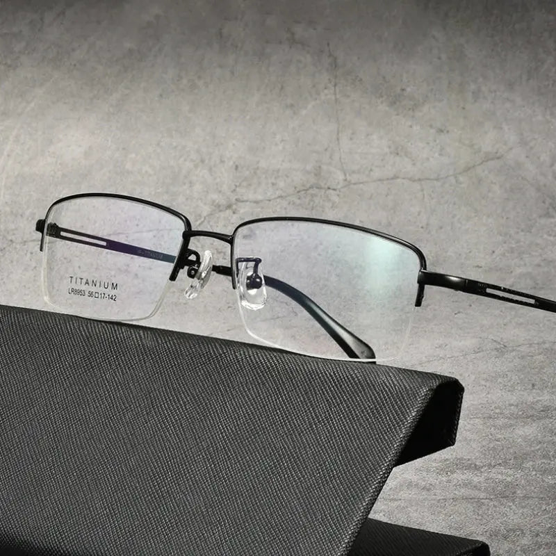 Men's Polygon Semi-Rimless Titanium Prescription Glasses 98953 — view 2 | Rx Spectacle