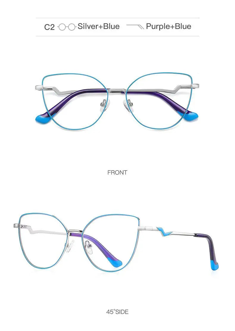 Women's Cat Eye Full Rim Alloy Prescription Glasses 3043 — view 16 | Rx Spectacle
