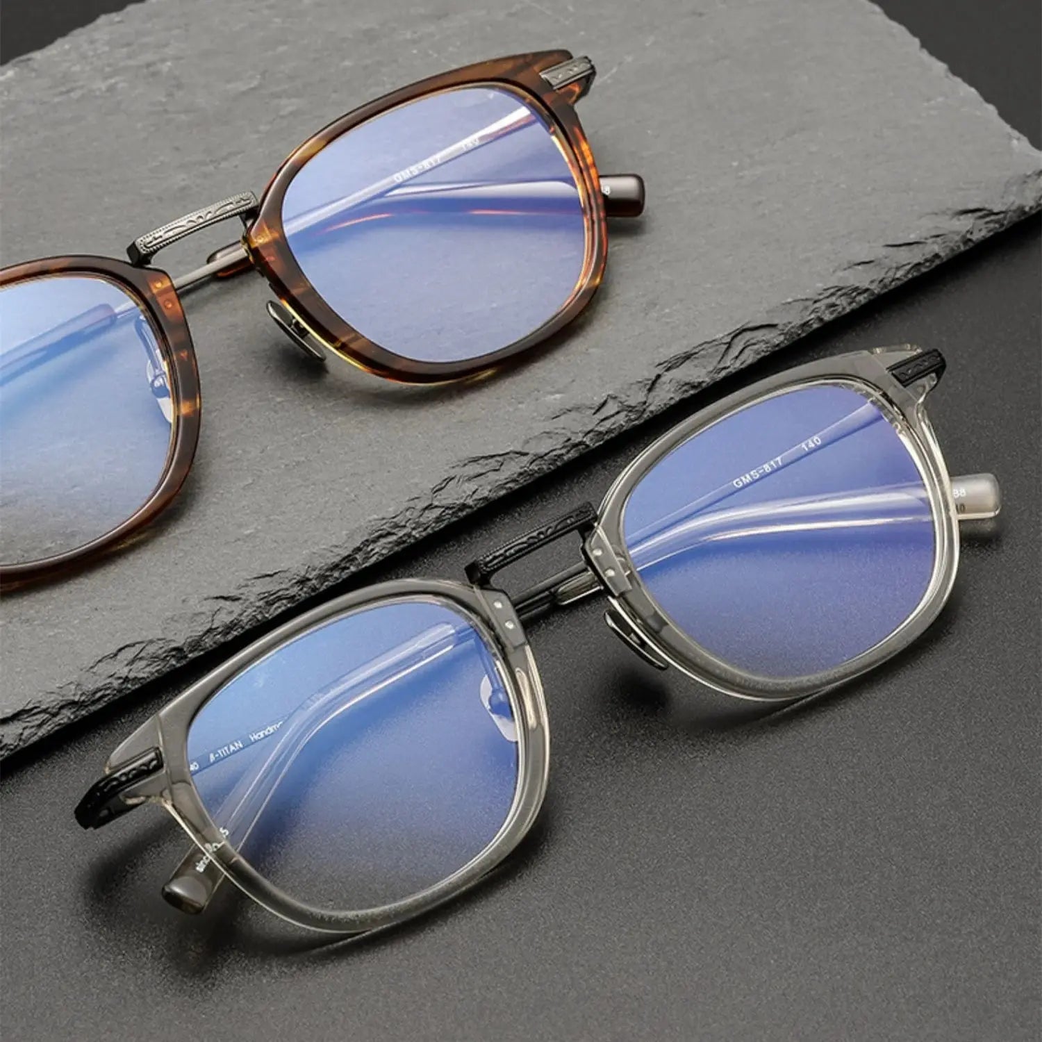 Unisex Square Full Rim Titanium Prescription Glasses G817 — view 2 | Rx Spectacle