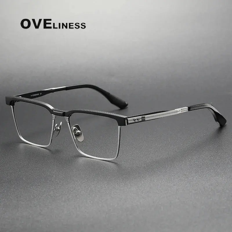 Unisex Square Full Rim Titanium Prescription Glasses 369137 — view 6 | Rx Spectacle