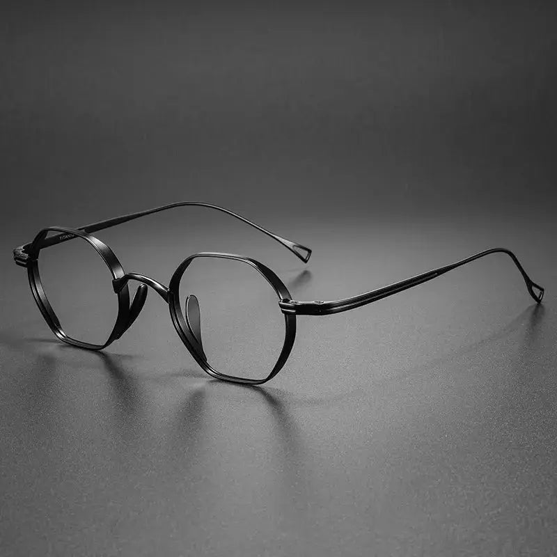 Unisex Polygon Full Rim Titanium Reading Glasses K152 — view 4 | Rx Spectacle