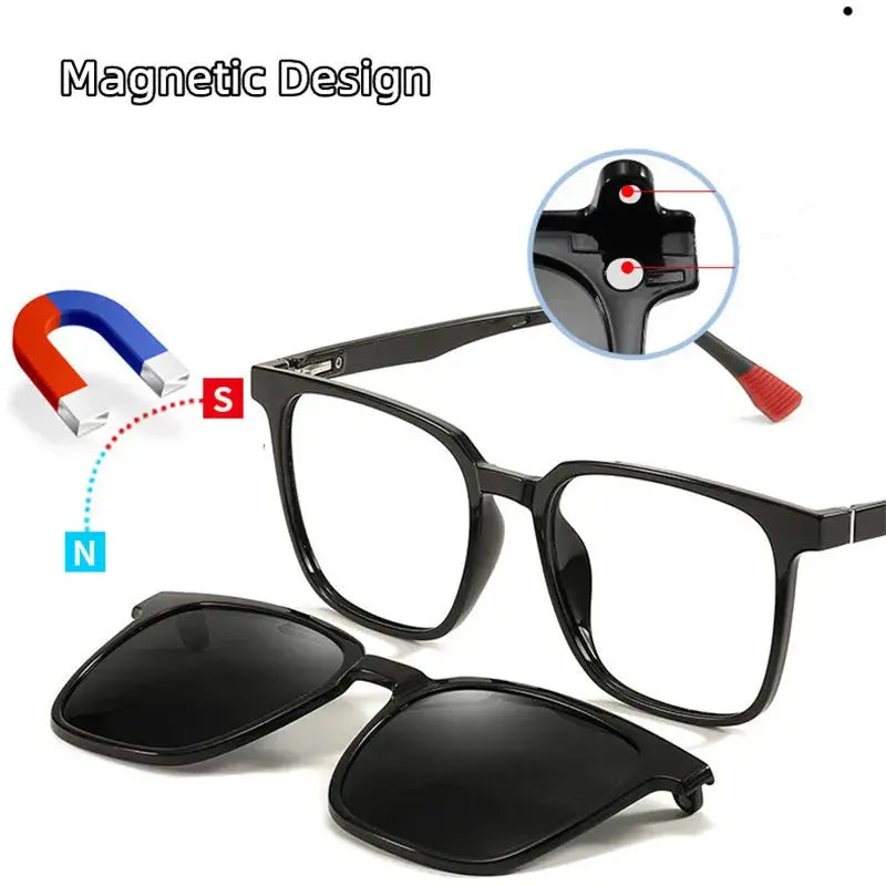Unisex Square Full Rim Acetate Clip-On Prescription Glasses CX10 — view 3 | Rx Spectacle