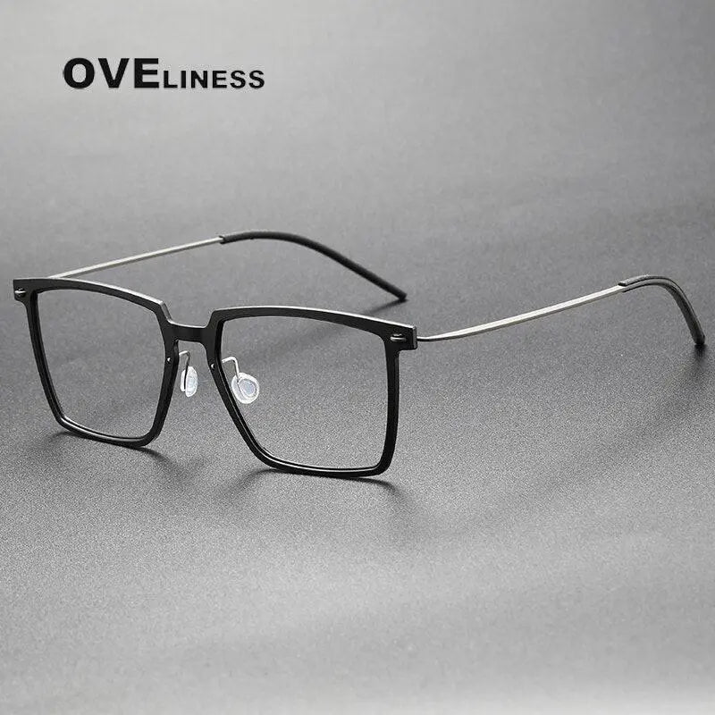 Unisex Square Full Rim Titanium Prescription Glasses — view 7 | Rx Spectacle