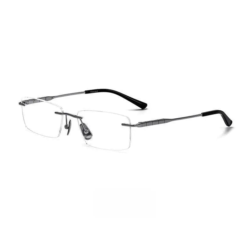 Men's Square Rimless Titanium Prescription Glasses 91091 — view 5 | Rx Spectacle