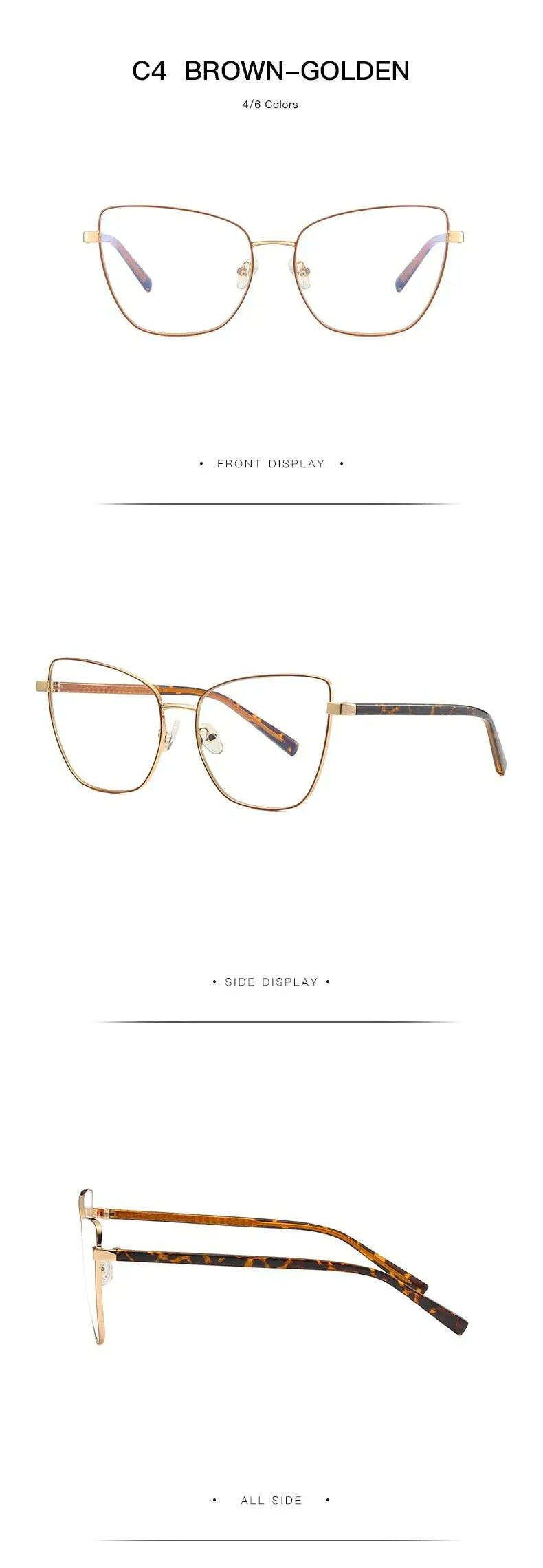 Women's Cat Eye Full Rim Alloy Prescription Glasses 3003 — view 20 | Rx Spectacle