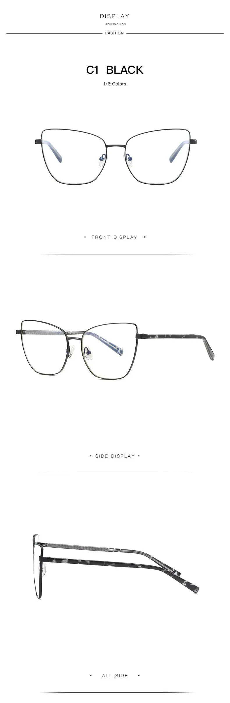 Women's Cat Eye Full Rim Alloy Prescription Glasses 3003 — view 18 | Rx Spectacle