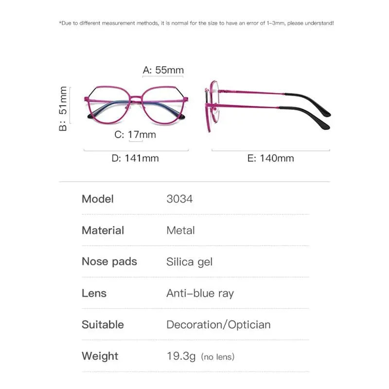 Women's Round Full Rim TR90 Prescription Glasses 3034 — view 8 | Rx Spectacle