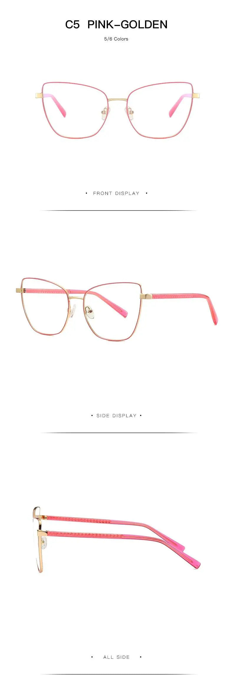 Women's Cat Eye Full Rim Alloy Prescription Glasses 3003 — view 21 | Rx Spectacle