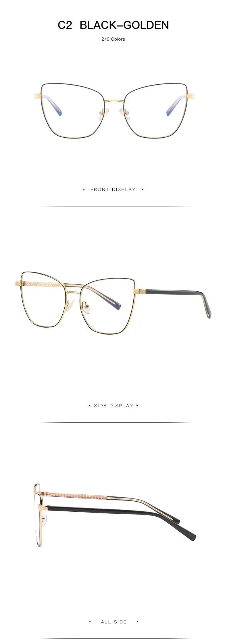 Women's Cat Eye Full Rim Alloy Prescription Glasses 3003 — view 19 | Rx Spectacle