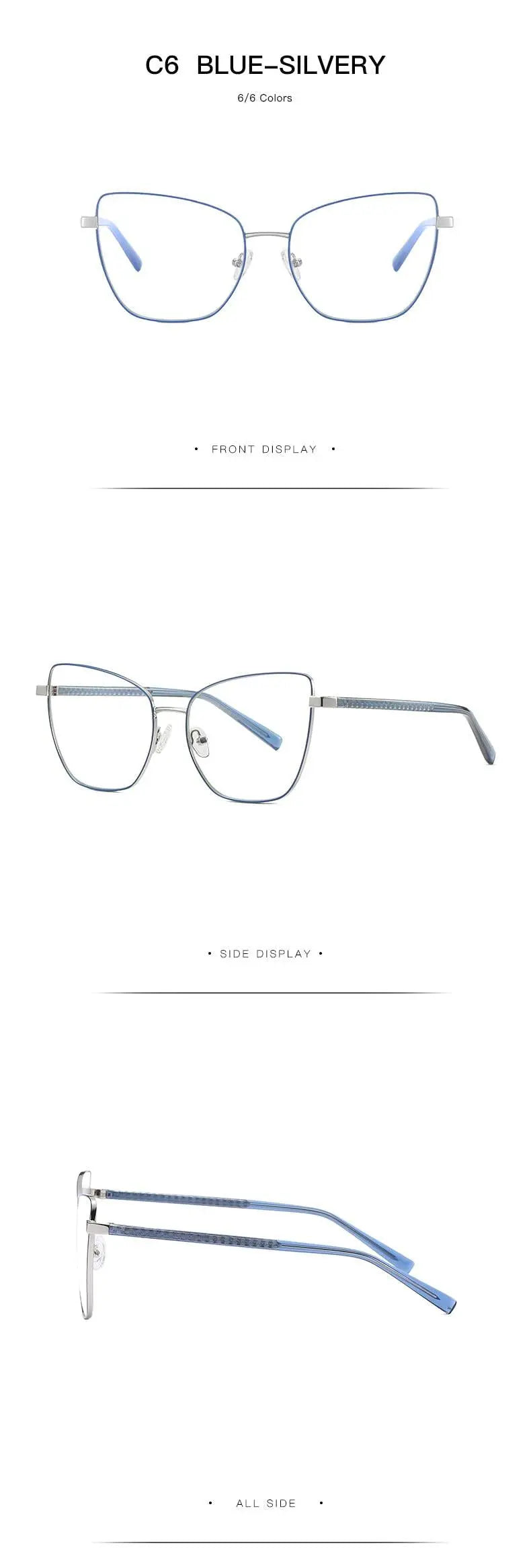 Women's Cat Eye Full Rim Alloy Prescription Glasses 3003 — view 22 | Rx Spectacle
