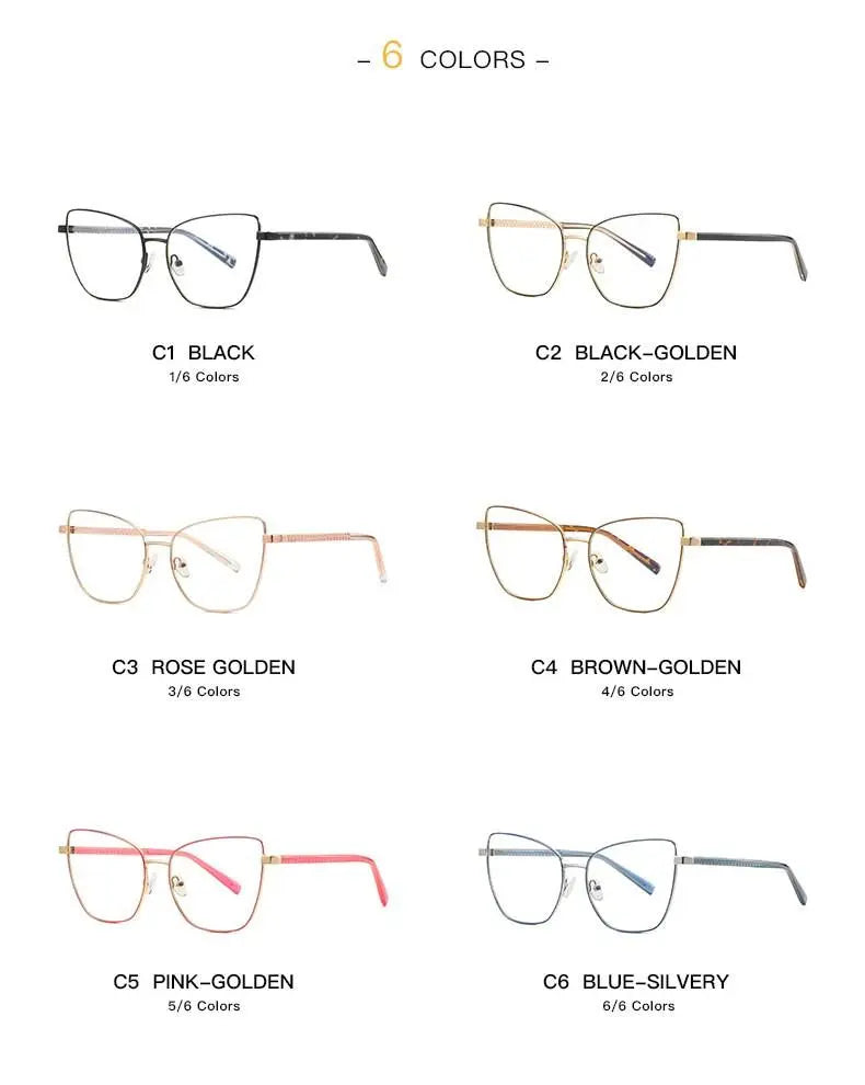 Women's Cat Eye Full Rim Alloy Prescription Glasses 3003 — view 17 | Rx Spectacle