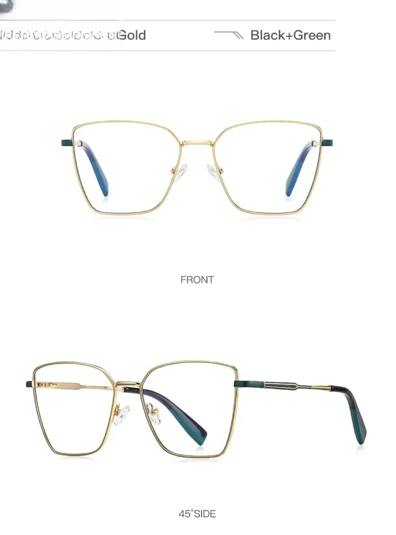 Women's Square Full Rim Alloy Reading Glasses Pfd3051 — view 19 | Rx Spectacle