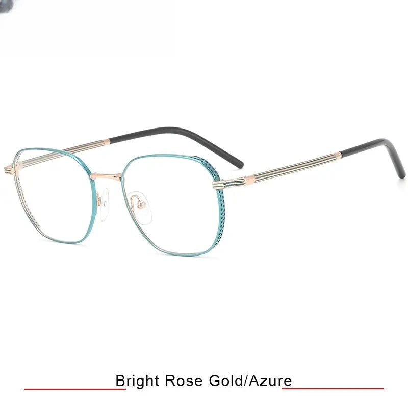 Women's Square Full Rim Titanium Flat Top Prescription Glasses 16023 — view 5 | Rx Spectacle