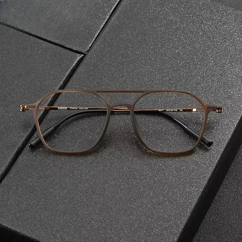 Women's Square Full Rim Titanium Double Bridge Prescription Glasses 398671 — view 1 | Rx Spectacle