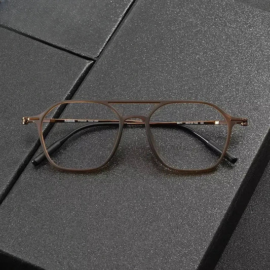 Women's Square Full Rim Titanium Double Bridge Prescription Glasses 398671 — view 1 | Rx Spectacle