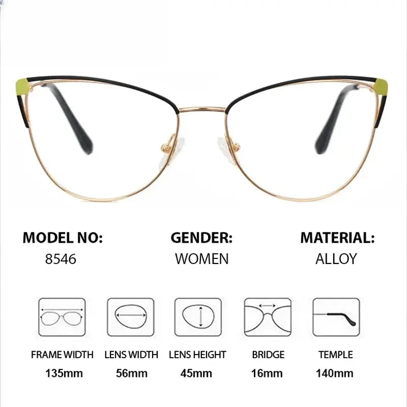 Women's Cat Eye Full Rim Stainless Steel Prescription Glasses 778546 — view 2 | Rx Spectacle