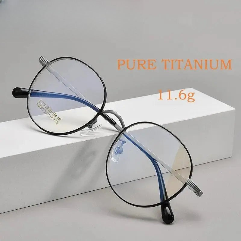 Unisex Round Full Rim Titanium Prescription Glasses 95955bt — view 1 | Rx Spectacle
