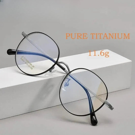 Unisex Round Full Rim Titanium Prescription Glasses 95955bt — view 1 | Rx Spectacle