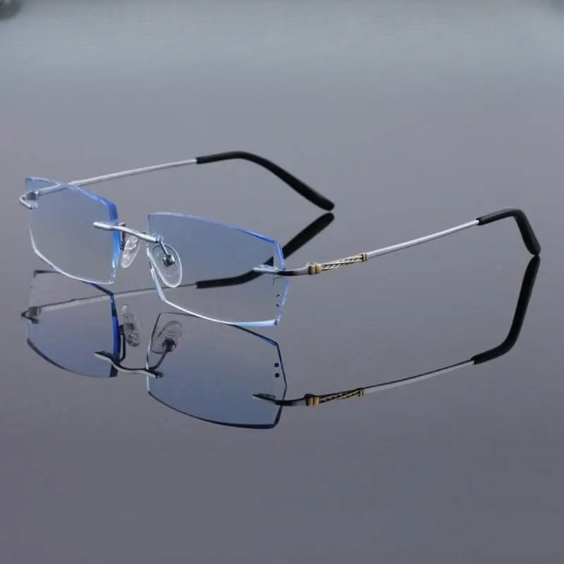 Men's Rectangular Rimless Titanium Prescription Glasses 8036 — view 1 | Rx Spectacle