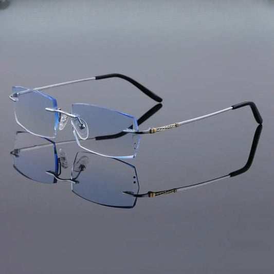 Men's Rectangular Rimless Titanium Prescription Glasses 8036 — view 1 | Rx Spectacle