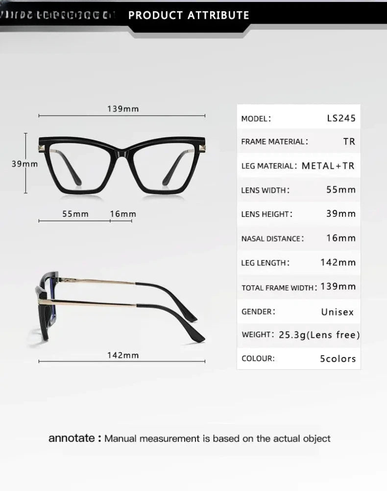 Women's Cat Eye Full Rim Titanium Reading Glasses 67245 — view 2 | Rx Spectacle