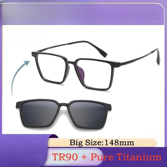 Men's Square Full Rim Titanium Clip-On Prescription Glasses 65031 — view 1 | Rx Spectacle