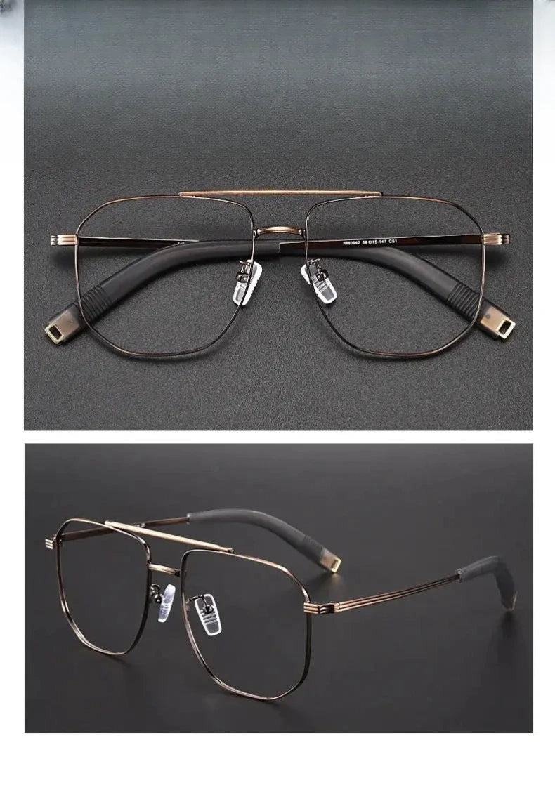 Unisex Square Full Rim Titanium Double Bridge Prescription Glasses 942000 — view 1 | Rx Spectacle