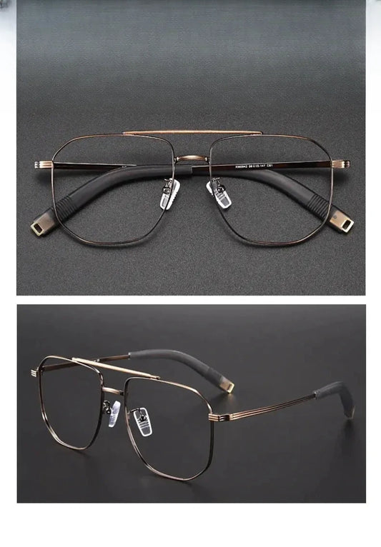 Unisex Square Full Rim Titanium Double Bridge Prescription Glasses 942000 — view 1 | Rx Spectacle